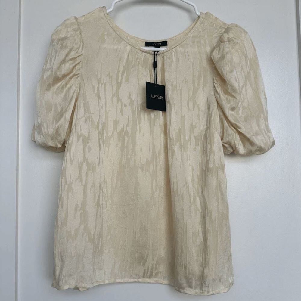 Joe's Jeans Alicia Cream Puff Sleeve Blouse Petite S NWT